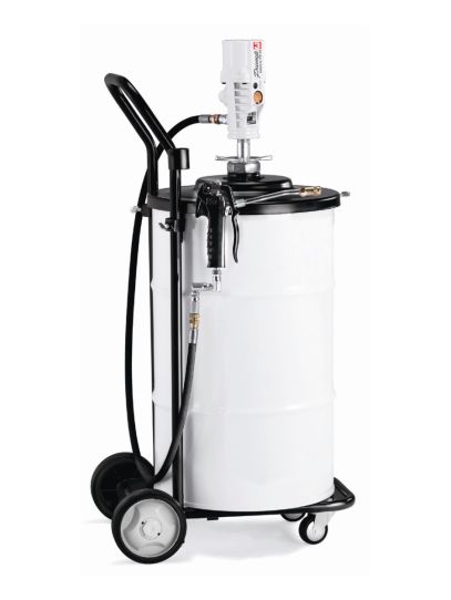 Нагнетатель смазки пневматический для 50 л бочек с тележкой и насосом 55:1, производительность 300 г/мин, 10 бар, Samoa 425150