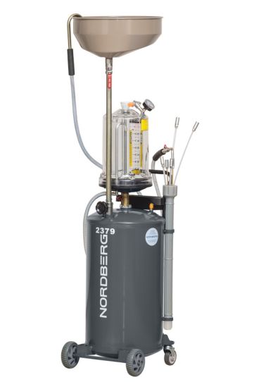 Пневматическая установка для откачки масла через щуп на 65 литров Nordberg 2379G (серая)