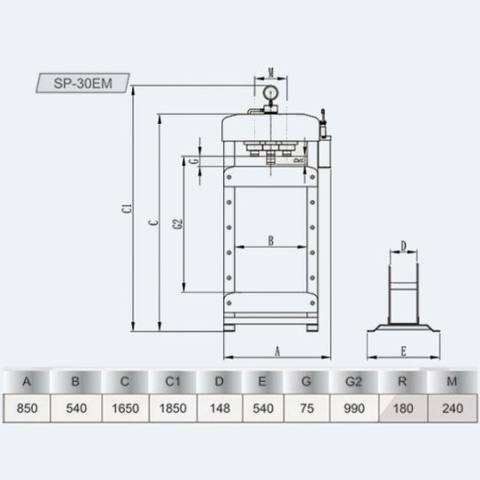 Пресс гидравлический SNIT SP-30EM 30т, напольный