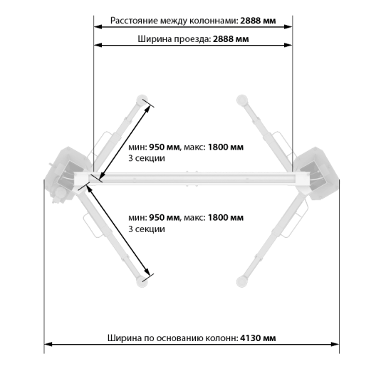 Двухстоечный подъемник Launch GL01929 5т, электрогидравлический, 380В, с верхней синхронизацией, 110-1920 мм