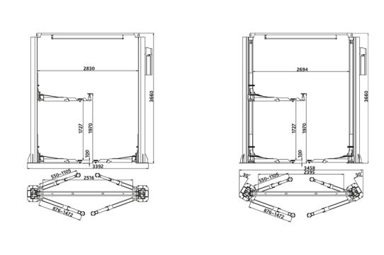 Двухстоечный подъемник Станкоимпорт PG211 4т, электрогидравлический, 380В, с верхней синхронизацией, 100-1900 мм