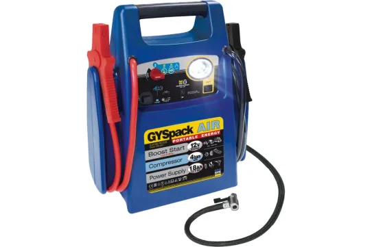 Пусковое устройство бустер с компрессором для легковых и мотоциклов, 1250А пусковой ток 18000мАч GYS 026322