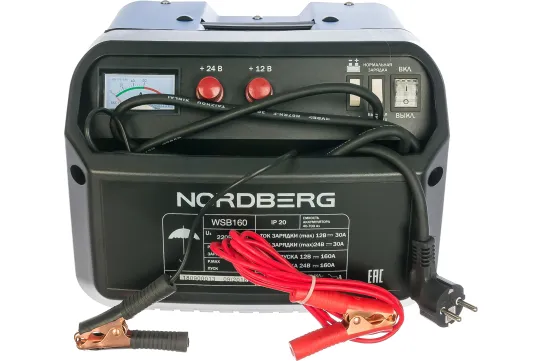 Пуско-зарядное устройство для 12В и 24В аккумуляторов с пусковым током 160А, WSB160 Nordberg