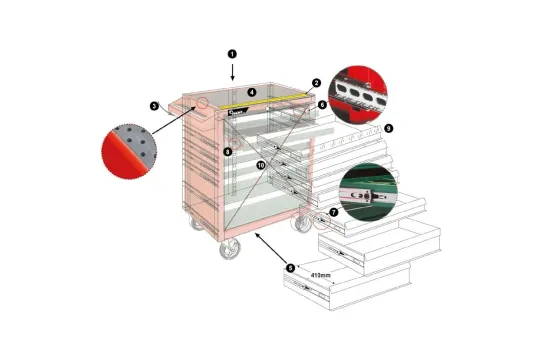 Тележка инструментальная Hans 9917HQ, 7 ящиков, без инструментов