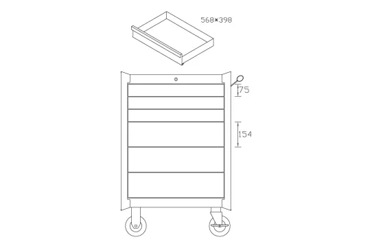 Тележка инструментальная Cтанкоимпорт BTD-270061CS, 6 ящиков, без инструментов