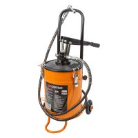 Нагнетатель смазки ручной с емкостью 10 л, производительность 7 г/ход, передвижной на колесах Forsage F-2096