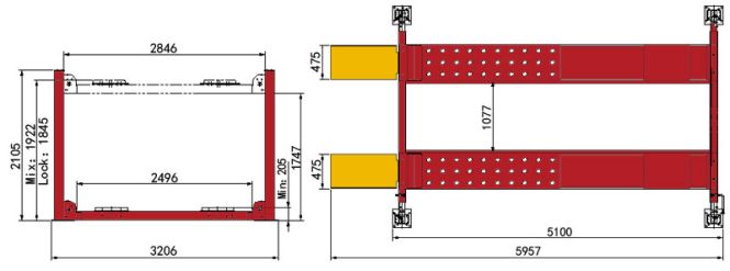 Четырехстоечный подъемник электрогидравлический 5.5т 220В для сход-развала Atis PEAK KHL-5500A_220V