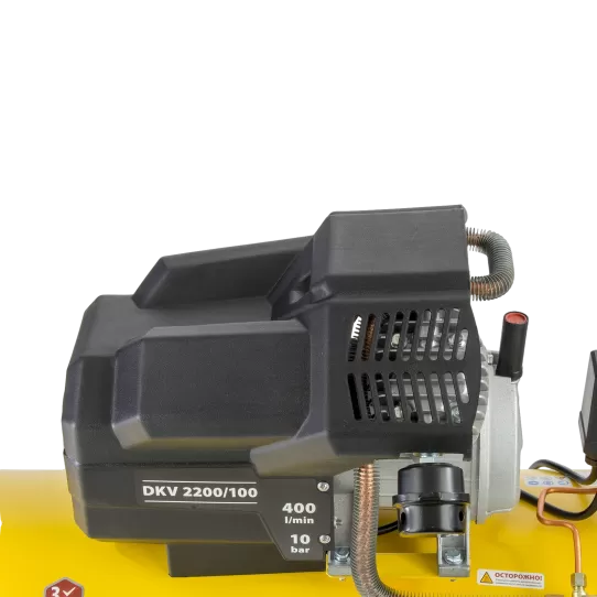 Поршневой компрессор 100 л, 400 л/м, 220В, 2.2 кВт, коаксиальный (прямой), масляный DENZEL X-PRO DKV2200/100 повышенного давления