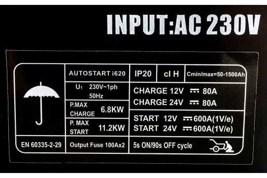 Пуско-зарядное устройство для 12В и 24В аккумуляторов с пусковым током 600А Autostart i620 BestWeld