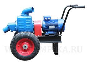 Самовсасывающий дренажный насос Ампика АНС-60 с 5,5 кВт на тележке