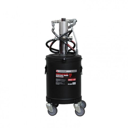 Нагнетатель смазки пневматический, емкость 10 л со стальным корпусом, 45:1 производительность 0.8 л/мин Forsage F-HG-68012