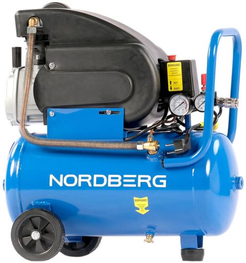 Поршневой компрессор 25 л, 240 л/м, 220В, 1.8 кВт, ременной, масляный Nordberg NCE25/240