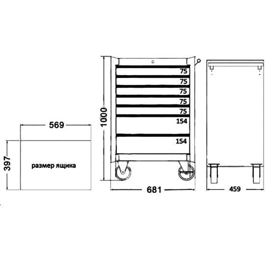Тележка инструментальная JTC-5640, 7 ящиков, без инструментов