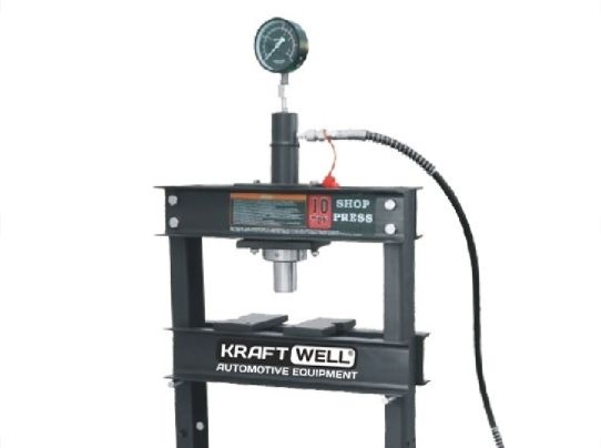 Пресс гидравлический KraftWell KRWPR10BD 10т, настольный, ручной привод, ход штока 125 мм, подвижный цилиндр