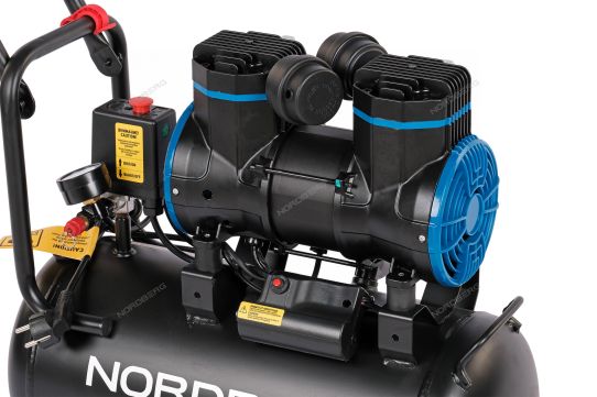 Поршневой компрессор 24 л, 250 л/м, 220В, 1.45 кВт, коаксиальный, безмасляный Nordberg NCEO24/250