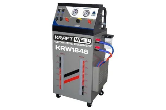 Установка для замены и промывки масла в АКПП, пневматическая, 2x30 л, с фильтром KraftWell KRW1848