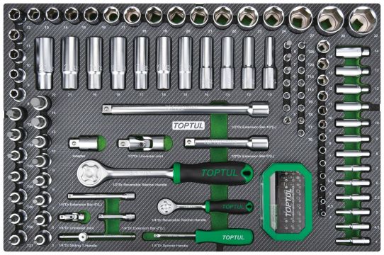 Тележка инструментальная TOPTUL GE-21351, 7 ящиков, с набором инструментов 213 предметов 