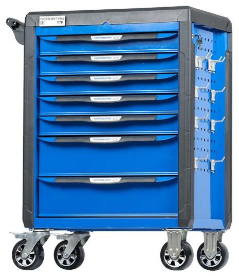 Тележка инструментальная Nordberg T7P, 7 ящиков, с системой защиты от опрокидывания, синяя
