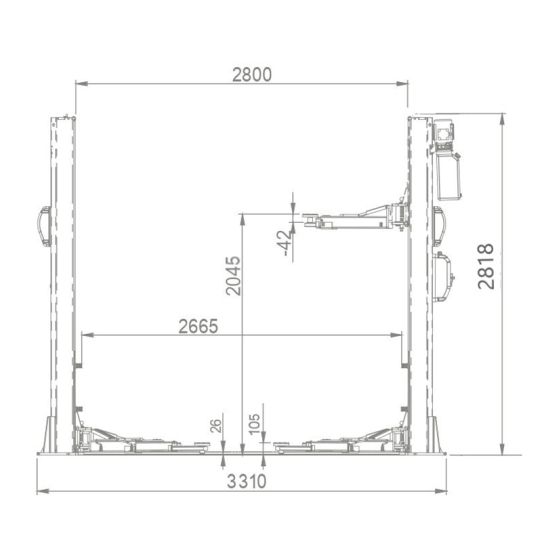 Двухстоечный подъемник BRIGHT ALPHA 40_RAL7040/7016 4т, электрогидравлический, 380В, с нижней синхронизацией, 105-1988 мм