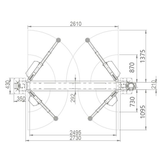 Двухстоечный подъемник BRIGHT ALPHA 40_RAL7040/7016 4т, электрогидравлический, 380В, с нижней синхронизацией, 105-1988 мм