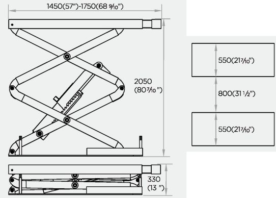 Подъемник ножничный 3т 220В для автосервиса EQFS TS-1104M_220V электрогидравлический