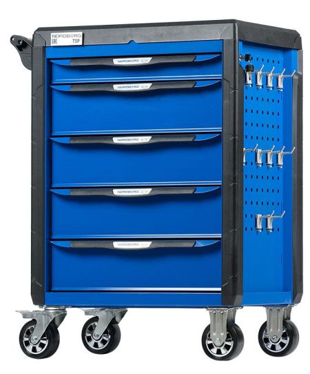 Тележка инструментальная, Nordberg T5P, 5 ящиков, с системой защиты от опрокидывания, синяя