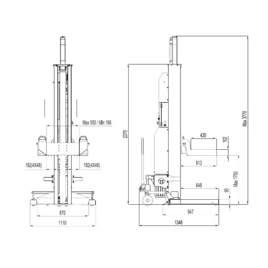 Подкатной подъемник для грузовых автомобилей беспроводной 22т eqtree® CL 1055, 4 колонны