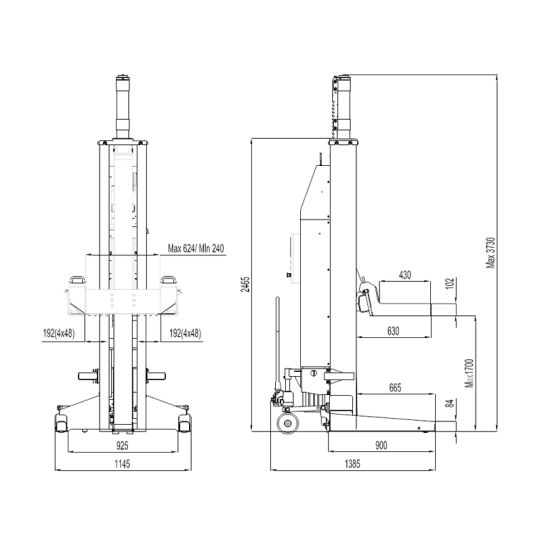 Подкатной подъемник для грузовых автомобилей беспроводной 34т eqtree® CL 1085, 4 колонны
