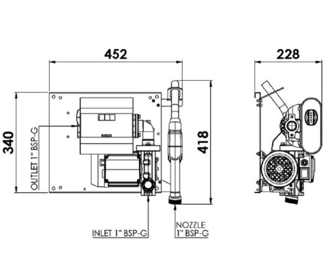 Топливораздаточная колонка для дизеля 12 в Adam Pumps WALL TECH 85 12V WT852M3