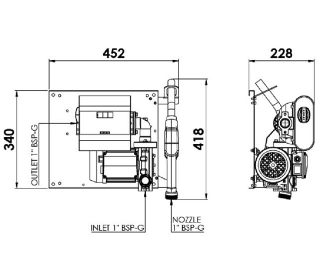 Топливораздаточная колонка для дизеля 12 в Adam Pumps WALL TECH 40 12V WT40211
