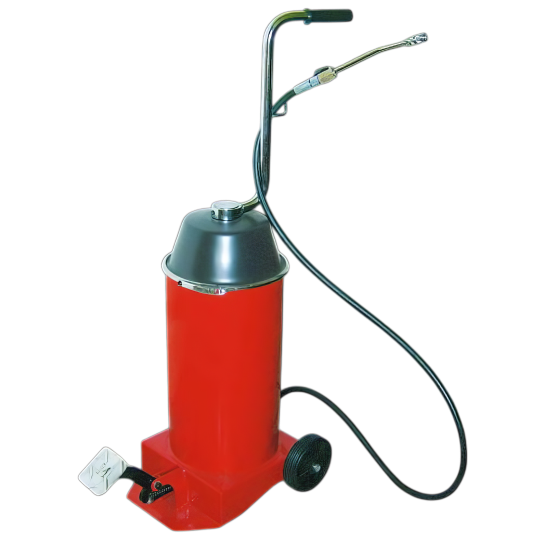 Нагнетатель смазки ножной с емкостью 12 л и давлением до 400 бар, производительность 6 г/ход, передвижной на колесах Apac 1798.FN