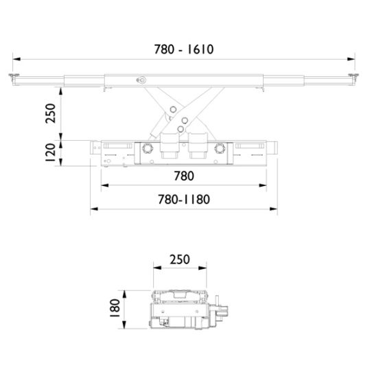Траверса пневмогидравлическая для ямы, г/п 2 т AC Hydraulic SD20PHL+62.355.00 RAL7040