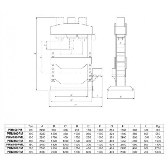 Электрогидравлический пресс 160 т для автомастерской Werther PRM160 PM электропривод 380