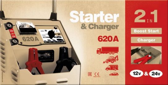 Пуско-зарядное устройство для аккумуляторов 12В и 24В с пусковым током 620А 025288 GYS
