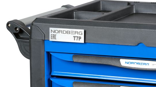 Тележка инструментальная Nordberg T7P, 7 ящиков, с системой защиты от опрокидывания, синяя