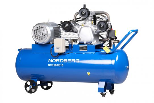 Поршневой компрессор 180 л, 800 л/м, 380В, 5.5 кВт, ременной, масляный Nordberg NCE200/810
