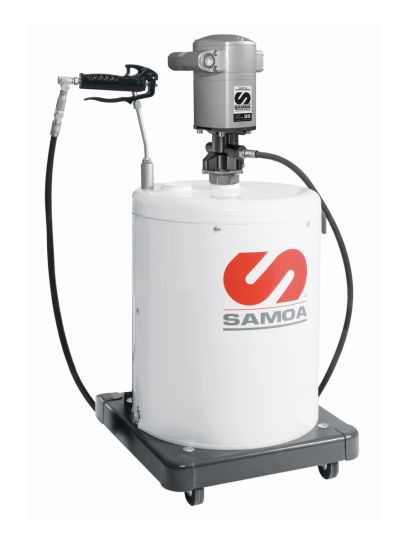 Нагнетатель смазки пневматический с тележкой, емкость 20 л и насосом PM35 60:1 давление 10 бар, Samoa 486210