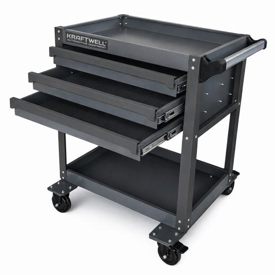 Тележка инструментальная KraftWell KRW-TT3G, 3 ящика открытая, без инструментов