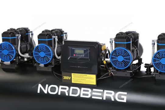 Поршневой компрессор 200 л, 1000 л/м, 380В, 5.8 кВт, коаксиальный (прямой), безмасляный Nordberg NCEO200/1000