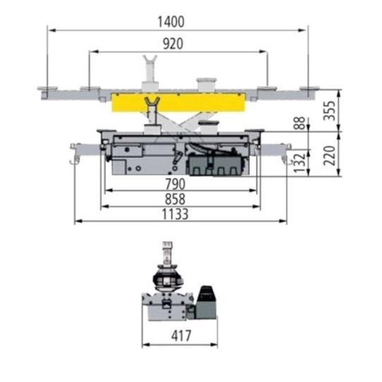 Траверса пневмогидравлическая для ямы, грузоподъемность 2 т Ravaglioli J20PNR