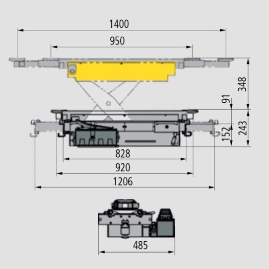 Траверса пневмогидр. для 4-стоечных подъемников, в яму, 3 т Ravaglioli J30PXL