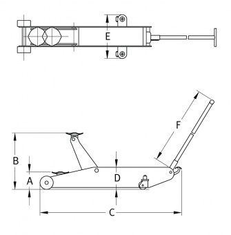 Домкрат гидравлический подкатный, 2 т, h подъема 135–355 мм MATRIX MASTER