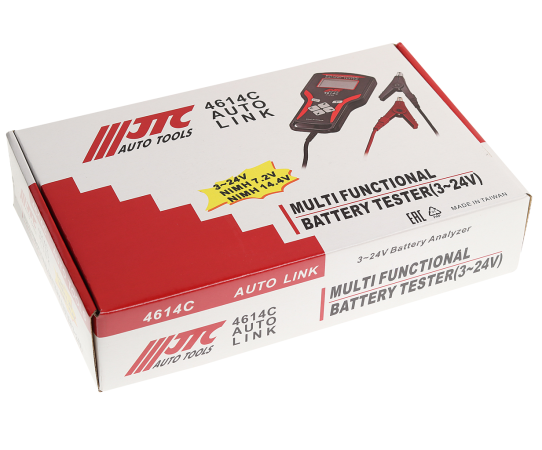 Цифровой тестер аккумуляторов 12/24В AGM SLA VRLA с вольтметром и подсветкой дисплея JTC-4614C