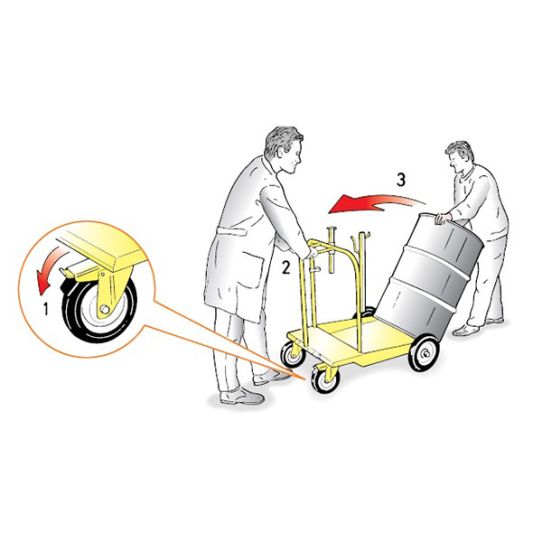 Тележка для бочек 180-220 кг ручная с фиксатором на 4 колесах, RAASM 80201