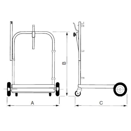 Тележка для бочек 180-220 кг ручная с фиксатором на 4 колесах, RAASM 80201