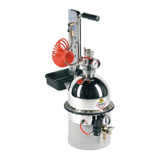 Установка для прокачки и замены тормозной жидкости пневматическая, емкость жидкости 5 л, шланг 3 м, переносная RAASM 10705