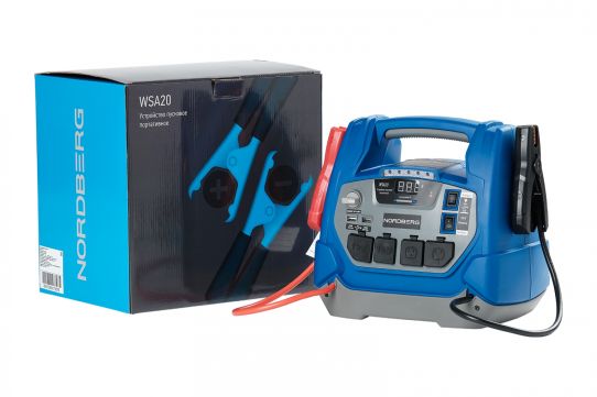 Пусковое устройство 12 В, ток пуска 1250 А, встроенный компрессор, Power Bank, Li-Ion 18 А·ч Nordberg WSA20