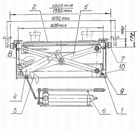Канавный гидравлический подъемник 3 т, навесной одноштоковый ПНК-1-01