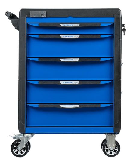 Тележка инструментальная, Nordberg T5P, 5 ящиков, с системой защиты от опрокидывания, синяя