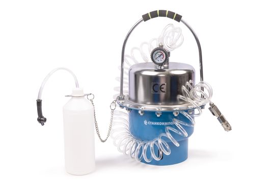 Установка для прокачки тормозной системы пневматическая, давление 0.7-2.8 бар, емкость 5 л, переносная ST100101 Станкоимпорт